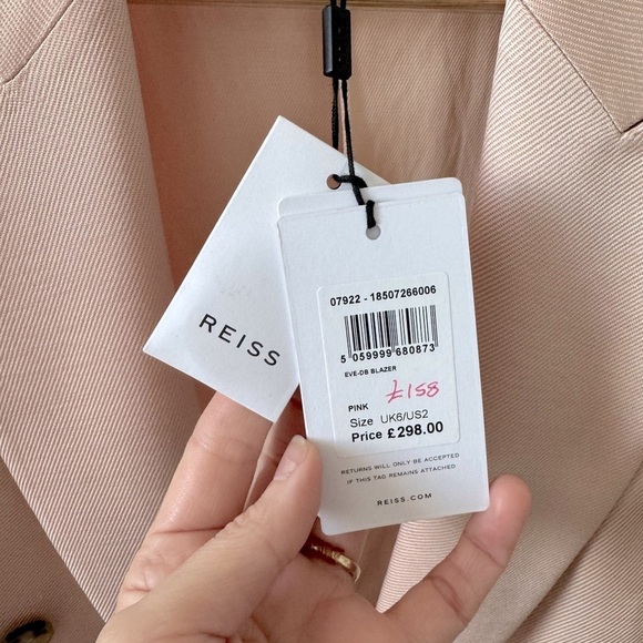 Reiss Elegant Pink Double-Breasted Women's Blazer - Picture 10 of 12